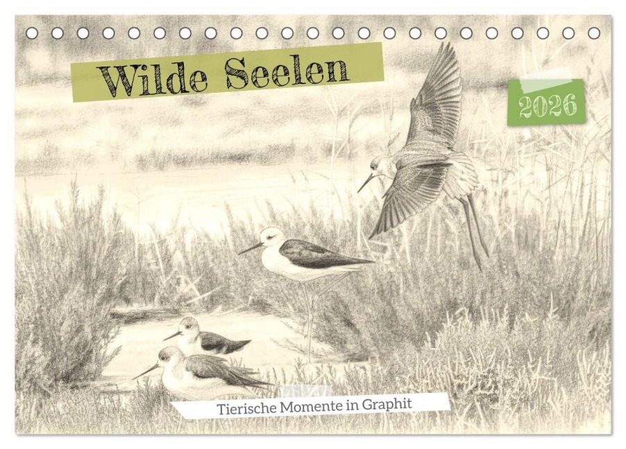 Wilde Seelen - Tierische Momente in Graphit (Tischkalender 2026 DIN A5 quer), CALVENDO Monatskalender - Arne Wünsche