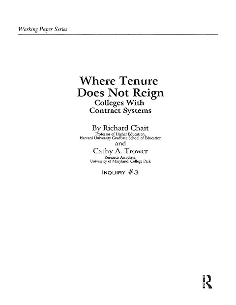 Where Tenure Does Not Reign - Richard Chait, Cathy A. Trower
