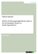 Cover-Bild zum Titel 'Welche Förderungsmöglichkeiten gibt es für hochbegabte Kinder in Kindertagesstätten?' von 'Fabienne Hasenfuss'
