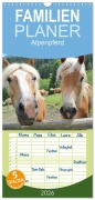 Cover-Bild zum Titel 'Familienplaner 2026 - Alpenpferde mit 5 Spalten (Wandkalender, 21 x 45 cm) CALVENDO' von 'Katrin Lantzsch'