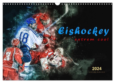 Eishockey - extrem cool (Wandkalender 2024 DIN A3 quer), CALVENDO Monatskalender - Peter Roder