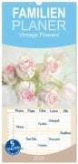 Cover-Bild zum Titel 'Familienplaner 2026 - Vintage Flowers mit 5 Spalten (Wandkalender, 21 x 45 cm) CALVENDO' von 'Lizzy Pe'