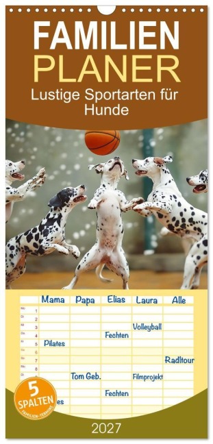 Familienplaner 2027 - Lustige Sportarten für Hunde mit 5 Spalten (Wandkalender, 21 x 45 cm) CALVENDO - Daniela Tapper