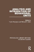 Cover-Bild zum Titel 'Analysis and Integration of Behavioral Units' von ''