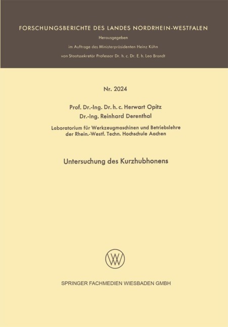Untersuchung des Kurzhubhonens - Reinhard Derentbal, Herwart Opitz