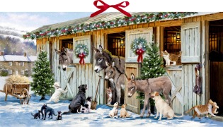 Wand-Adventskalender - Nostalgische Weihnacht bei den Tieren im Stall - 