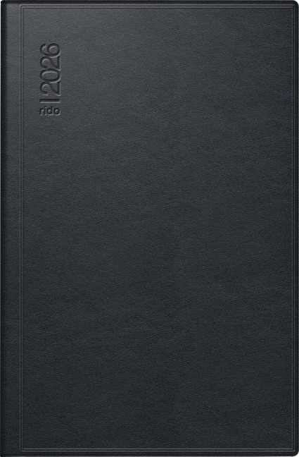 rido/idé 7016288906 | Taschenkalender Mod. Industrie II 2026 | A7, Leder, schwarz - 