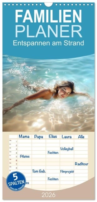 Familienplaner 2026 - Entspannen am Strand mit 5 Spalten (Wandkalender, 21 x 45 cm) CALVENDO - Jürgen Moers