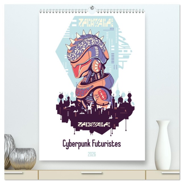 Cyberpunk Futuristes (Calendrier mural 2026 DIN A2 horizontal) calendrier de bureau - Luca Schmidt