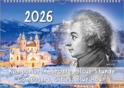 Cover-Bild zum Titel 'Komponisten-Kalender, ein Musik-Kalender 2026, DIN A3' von 'Peter Bach Jr.'