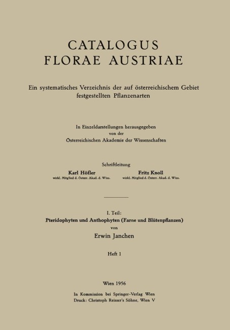 I. Teil: Pteridophyten und Anthophyten (Farne und Blütenpflanzen) - Erwin Janchen