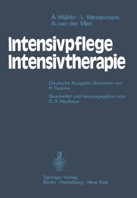 Intensivpflege - Intensivtherapie - Ake Wahlin, Ansje Van Der Vliet, Lars Westermark