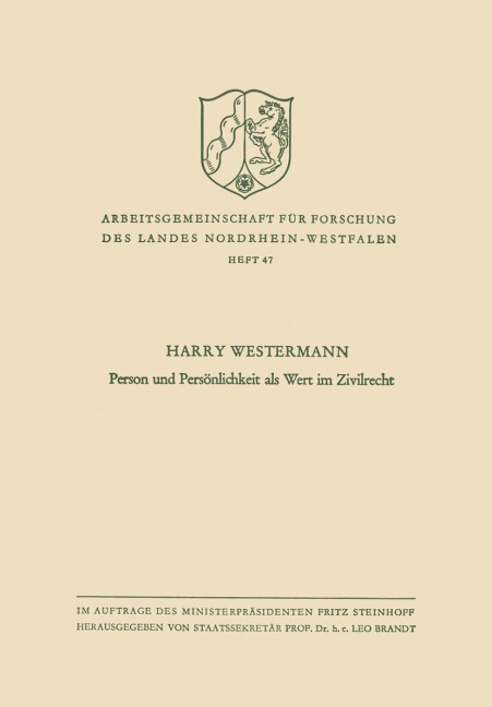 Person und Persönlichkeit als Wert im Zivilrecht - Harry Westermann