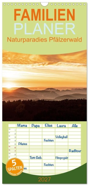Familienplaner 2027 - Naturparadies Pfälzerwald mit 5 Spalten (Wandkalender, 21 x 45 cm) CALVENDO - Momentfänger Patricia Flatow