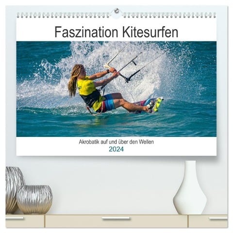 Faszination Kitesurfen (hochwertiger Premium Wandkalender 2024 DIN A2 quer), Kunstdruck in Hochglanz - Michael Fahrenbach