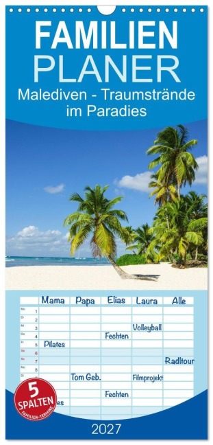 Familienplaner 2027 - Malediven - Traumstrände im Paradies mit 5 Spalten (Wandkalender, 21 x 45 cm) CALVENDO - Elisabeth Stanzer