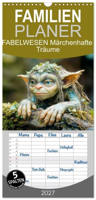 Familienplaner 2027 - FABELWESEN Märchenhafte Träume mit 5 Spalten (Wandkalender, 21 x 45 cm) CALVENDO - Melanie Viola