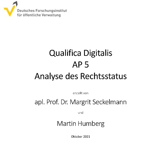 Qualifica Digitalis - Analyse des Rechtsstatus - Margrit Seckelmann, Martin Humberg