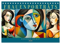 Cover-Bild zum Titel 'Frauenporträts, kubistisch und bunt (Tischkalender 2026 DIN A5 quer), CALVENDO Monatskalender' von 'Sabine Löwer'