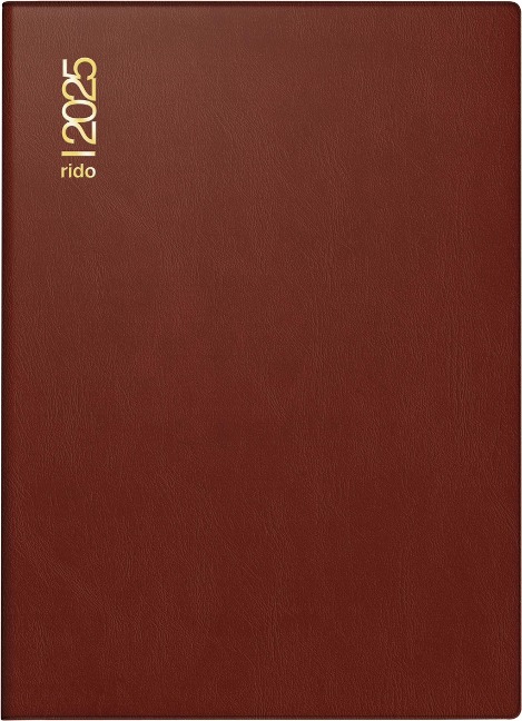 rido/idé 7018182295 Taschenkalender Modell Technik II (2025)| 1 Seite = 2 Tage| A6| 304 Seiten| Kunststoff-Einband| bordeaux - 