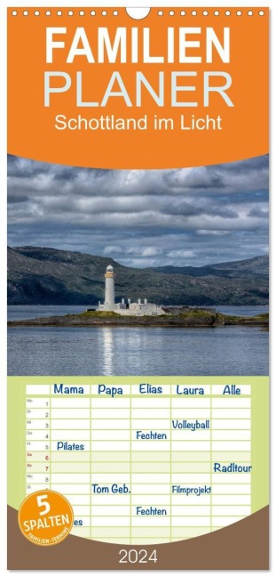 Familienplaner 2027 - Schottland im Licht mit 5 Spalten (Wandkalender, 21 x 45 cm) CALVENDO - Oliver Schwenn