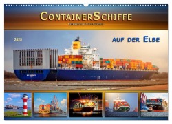 Containerschiffe auf der Elbe (Wandkalender 2025 DIN A2 quer), CALVENDO Monatskalender - Peter Roder