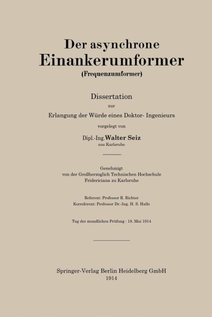 Der asynchrone Einankerumformer (Frequenzumformer) - Walter Seiz