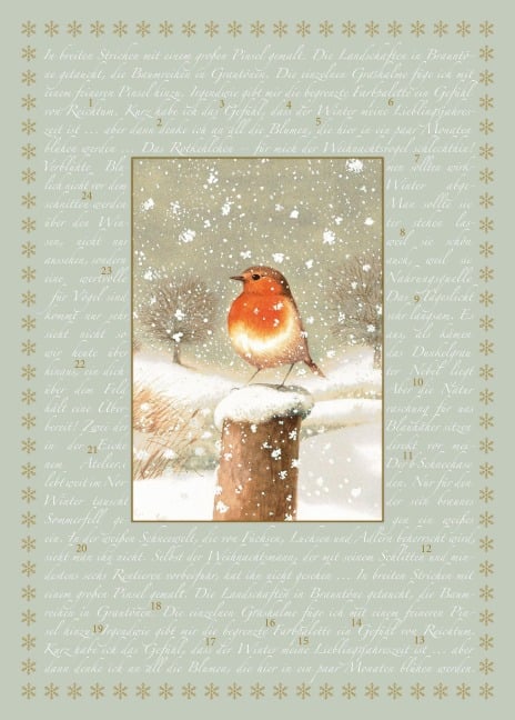 A4-Wand-Adventskalender - Marjoleins Rotkehlchen - 
