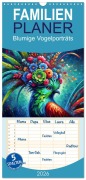 Cover-Bild zum Titel 'Familienplaner 2026 - Blumige Vogelporträts mit 5 Spalten (Wandkalender, 21 x 45 cm) CALVENDO' von 'Heidi Spiegler'