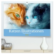 Cover-Bild zum Titel 'Katzen Illustrationen - Faszination pur (hochwertiger Premium Wandkalender 2026 DIN A2 quer), Kunstdruck in Hochglanz' von 'Liselotte Brunner-Klaus'