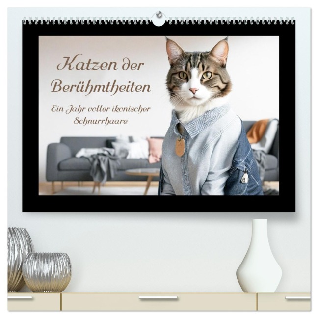 Katzen der Berühmtheiten - Ein Jahr voller ikonischer Schnurrhaare (hochwertiger Premium Wandkalender 2026 DIN A2 quer), Kunstdruck in Hochglanz - Kurt Michael Treichl