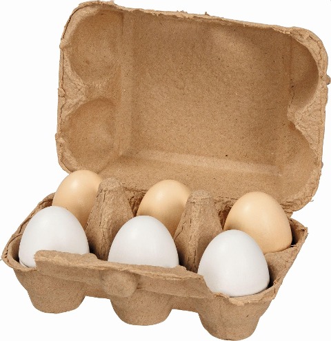 Eier mit Klettverbindung in Eierpappe, 6 Stück - 