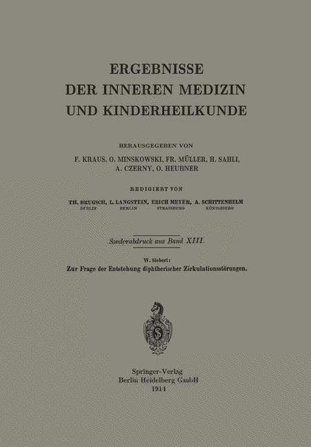 Zur Frage der Entstehung diphtherischer Zirkulationsstörungen - Werner E. Siebert