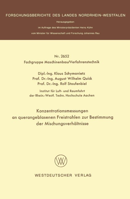 Konzentrationsmessungen an querangeblasenen Freistrahlen zur Bestimmung der Mischungsverhältnisse - Klaus Schymanietz
