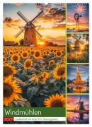 Cover-Bild zum Titel 'Windmühlen - Zauberhaft mit einer KI in Szene gesetzt (Wandkalender 2027 DIN A2 hoch), CALVENDO Monatskalender' von 'Steffen Gierok-Latniak'