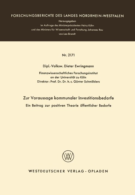 Zur Voraussage kommunaler Investitionsbedarfe - Dieter Ewringmann