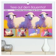 Tiere auf dem Bauernhof. Farbenfrohe Tierportraits im Stil der Ölmalerei (hochwertiger Premium Wandkalender 2026 DIN A2 quer), Kunstdruck in Hochglanz - Rose Hurley