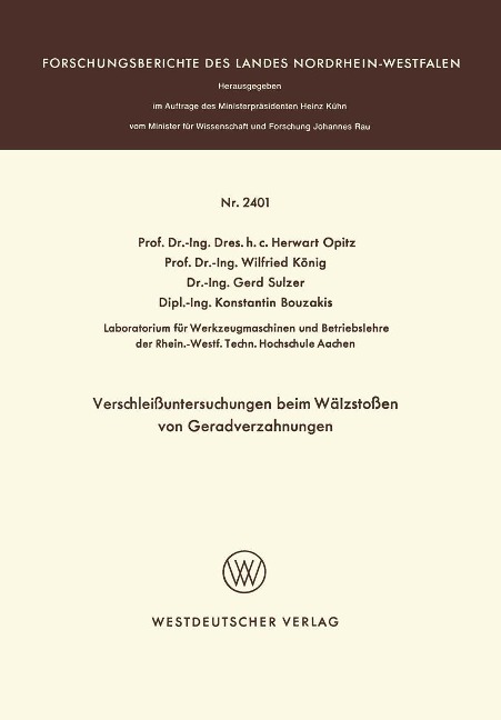 Verschleißuntersuchungen beim Wälzstoßen von Geradverzahnungen - 