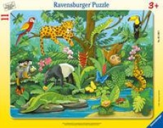 Cover-Bild zum Titel 'Ravensburger Tiere im Regenwald 11 Teile Rahmenpuzzle' von ''