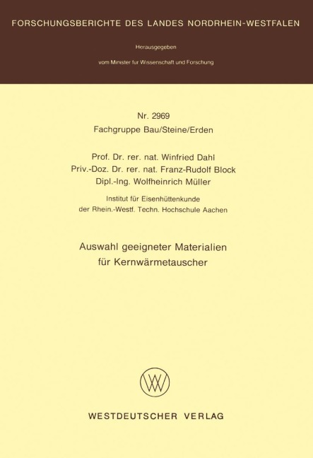 Auswahl geeigneter Materialien für Kernwärmetauscher - Winfried Dahl