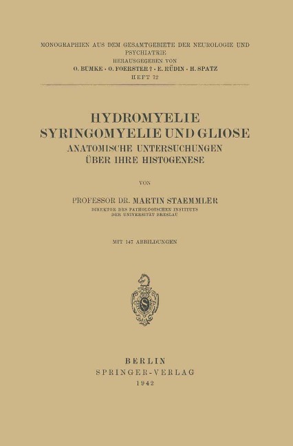 Hydromyelie Syringomyelie und Gliose - Martin Staemmler