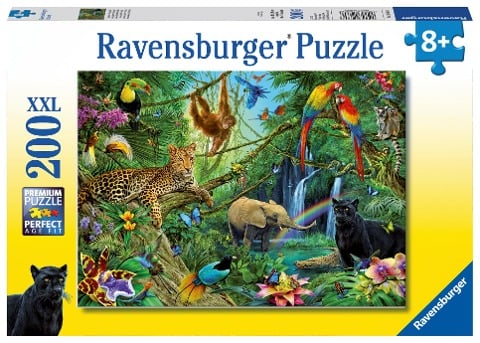 Ravensburger Kinderpuzzle - 12660 Tiere im Dschungel - Tier-Puzzle für Kinder ab 8 Jahren, mit 200 Teilen im XXL-Format - 