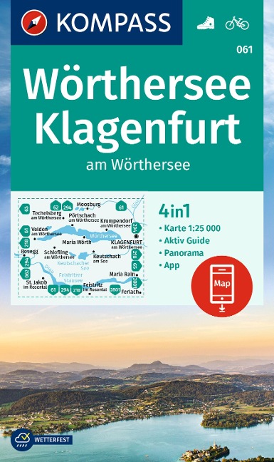 KOMPASS Wanderkarte 061 Wörthersee, Klagenfurt am Wörthersee 1:25.000 - 