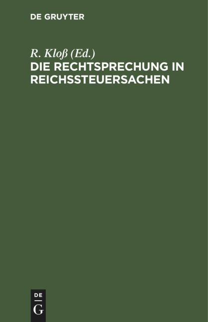 Die Rechtsprechung in Reichssteuersachen - 