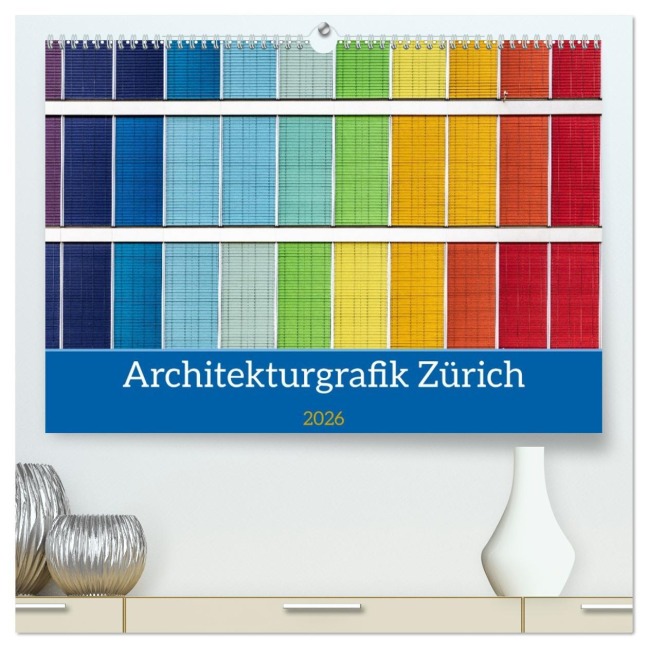 Architekturgrafik Zürich (hochwertiger Premium Wandkalender 2026 DIN A2 quer), Kunstdruck in Hochglanz - Franco Tessarolo