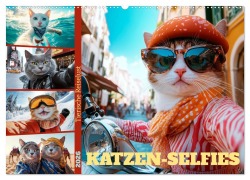 Cover-Bild zum Titel 'KATZEN-SELFIES Tierische Reiselust (Wandkalender 2026 DIN A2 quer), CALVENDO Monatskalender' von 'Melanie Viola'