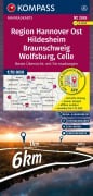 Cover-Bild zum Titel 'KOMPASS Fahrradkarte 3365 Region Hannover Ost, Hildesheim, Braunschweig, Wolfsburg, Celle, mit Knotenpunkten 1:70.000' von ''