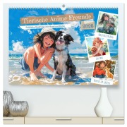 Cover-Bild zum Titel 'Tierische Anime-Freunde - Fröhliche Streifzüge mit Hund und Katze (hochwertiger Premium Wandkalender 2026 DIN A2 quer), Kunstdruck in Hochglanz' von 'Anja Frost'
