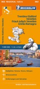 Cover-Bild zum Titel 'Michelin Trentino-Südtirol,Venetien, Friaul-Julisch Venetien, Emilia Romagna. Straßen- und Tourismuskarte 1:400.000' von ''
