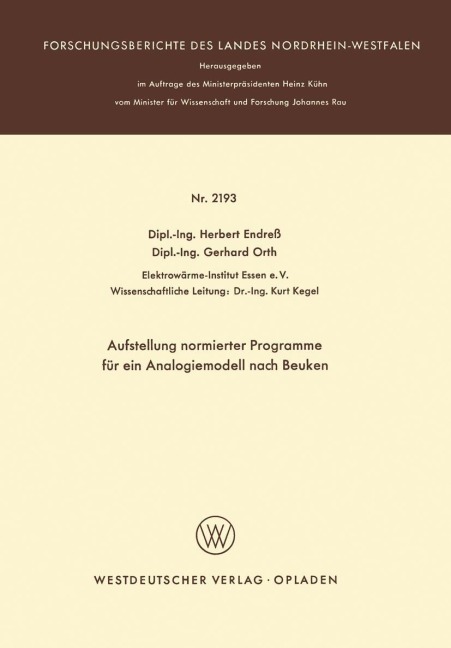 Aufstellung normierter Programme für ein Analogiemodell nach Beuken - Herbert Endress